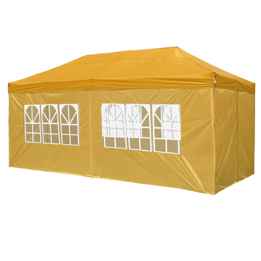 10X20ft EZ Pop Up Canopy Folding Gazebo/Yellow - BINTUD