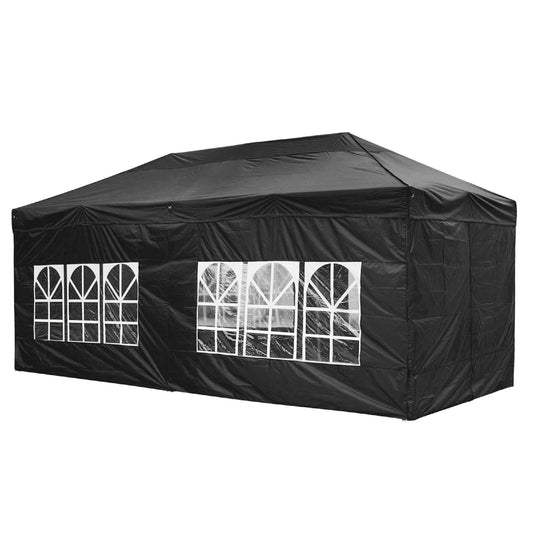 10X20ft EZ Pop Up Canopy Folding Gazebo/Black - BINTUD